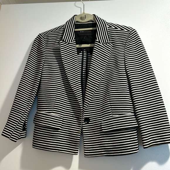 BCBG MaxAzria Black and Cream striped blazer - Picture 1 of 4